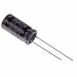 Capacité = 470µF Tension = 50V c.c. Type de montage = Traversant Technologie = Electrolytique Dimensions = 10 (Dia.) x 20mm H ...