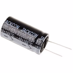 Capacité = 3300µF Tension = 63V c.c. Type de montage = Traversant Technologie = Electrolytique Dimensions = 22 (Dia.) x 42mm ...
