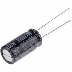 Capacité = 100µF Tension = 100V c.c. Type de montage = Traversant Technologie = Electrolytique Dimensions = 10 (Dia.) x 20mm  ...