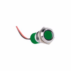 Tension nominale = 12V c.c. Couleur du flux lumineux = Vert Taille de l'orifice de fixation = 14mm Type de lampe = LED Type d ...
