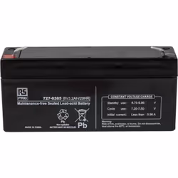 Capacité = 3.2Ah Tension nominale = 6V Fabrication = AGM Type de terminaison = Faston F1 Dimensions = 134 x 34 x 60mm Poids = ...