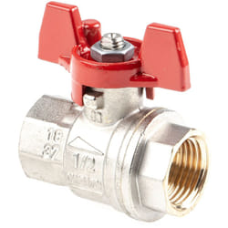 Rs Pro - Robinet à boisseau sphérique haute pression en Laiton nickelé bspp 1/2' Poignée Rouge 2 voies ( Prix pour 1 )