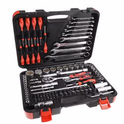 Type de kit = Mécanique Nombre de pièces = 94 Type de stockage = Malette Mallette à outils de mécanicien de 94 pièces RS PRO. ...