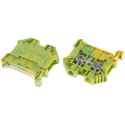 Rs Pro - Bloc de jonction de mise à la terre Rail din, , raccordement a visser, 22 8 awg, Vert/Jaune ( Prix pour Paquet de 10 )