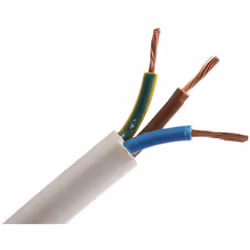 Nombre de conducteurs = 3 Section = 1 mm² Couleur de gaine = Blanc Courant = 10 A Longueur = 100m Tension = 300 V, 500 V Diam ...
