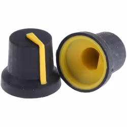 Taille de l'axe = 6mm Type d'axe = Forme en D Hauteur du bouton = 14.5mm Couleur du corps = Noir Couleur de l'indicateur = Ja ...