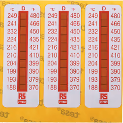 Sensibilité minimale de température = 188°C Sensibilité maximum de la température = 249°C Nombre de niveaux de températures = ...