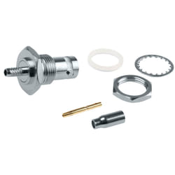 Rs Pro - Connecteur coaxial Femelle Droit, raccordement a sertir 50O Montage panneau ( Prix pour 1 )