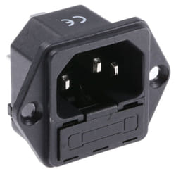 Connecteur IEC Mâle C14 RS PRO, Montage panneau, 10A, 1 fusible ( Prix pour 1 )
