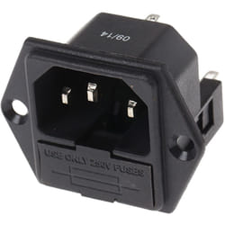 Rs Pro - Connecteur iec Mâle C14 Montage panneau, 10A, 2 fusibles ( Prix pour 1 )