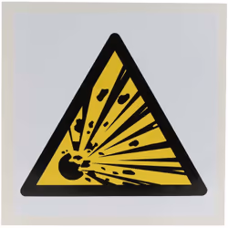 Message texte = Symbol Langage du texte = Aucun Pictogramme = Danger matières explosives Matériau = Vinyle Couleur = Noir / j ...