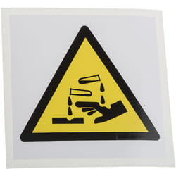 Rs Pro - Panneau de danger, avec pictogramme : Subtances corrosives ' ' , Auto-adhésif ( Prix pour 1 )