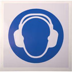 Langage du texte = Aucun Pictogramme = Serre-tête antibruit obligatoire Matériau = Vinyle Couleur = Bleu/Blanc Quantité par p ...