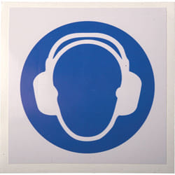Rs Pro - Panneau obligation, avec pictogramme : Serre-tête antibruit obligatoire, Auto-adhésif, en Vinyle ( Prix pour 1 )