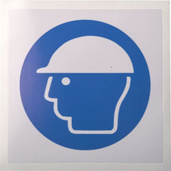 Rs Pro - Panneau obligation, avec pictogramme : Casque de protection obligatoire, Auto-adhésif, en Vinyle ( Prix pour 1 )