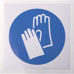 Langage du texte = Aucun Pictogramme = Gants de protection obligatoires Matériau = Vinyle Couleur = Bleu/Blanc Quantité par p ...