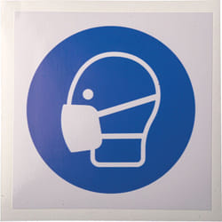Rs Pro - Panneau obligation, avec pictogramme : Masque obligatoire, Auto-adhésif, en Vinyle ( Prix pour 1 )