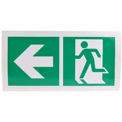 Langage du texte = Aucun Pictogramme = Sortie de secours à gauche Auto-adhésif = Oui Matériau = Vinyle Couleur = Vert/Blanc Q ...
