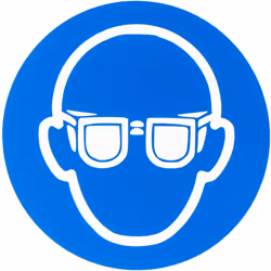 Langage du texte = Aucun Pictogramme = Lunettes de sécurité obligatoires Matériau = Plastique Couleur = Bleu/Blanc Quantité p ...