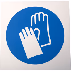 Langage du texte = Aucun Pictogramme = Gants de protection obligatoires Matériau = Plastique Couleur = Bleu/Blanc Quantité pa ...