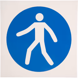 Langage du texte = Aucun Pictogramme = Piétons utilisez le passage Matériau = Plastique Couleur = Bleu/Blanc Quantité par paq ...