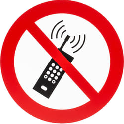 Panneau interdiction, avec pictogramme : Interdiction d'activer les téléphones mobiles ( Prix pour 1 )