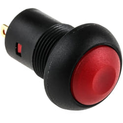 Rs Pro - Bouton-poussoir miniature, Verrouillable, Unipolaire à une direction, 100 mA, 24 v c.c., Rouge, Montage sur Circuit ( Prix pour 1 )