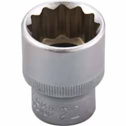 Taille d’écrou = 22mm Taille d'entraînement = 1/2" Type d'empreinte = Bi-Hexagone Type d'entraînement = Carré Finition = Sabl ...