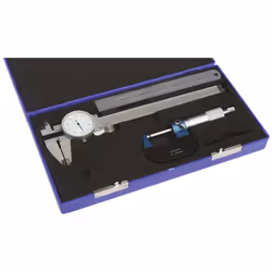 Contenu du set = Pied à coulisse à cadran, micromètre, règle Mesure micromètre maximum = 25mm Mesure au compas maximum = 150m ...