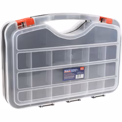 Nombre de compartiments = 42 Hauteur = 95mm Largeur = 420mm Profondeur = 300mm Compartiments ajustables = Oui Couvercle trans ...