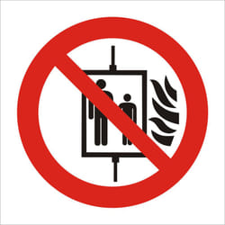 Rs Pro - Panneau interdiction, avec pictogramme : Ne pas utiliser l'ascenseur en cas d'incendie ( Prix pour 1 )