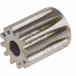 Module = 0.8 Nombre de dents = 12 Matériau = Acier Diamètre d'alésage = 4mm Diamètre du moyeu = 11.2mm Diamètre Primitif = 9. ...