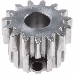 Module = 1 Nombre de dents = 15 Matériau = Acier Diamètre d'alésage = 6mm Diamètre du moyeu = 14mm Diamètre Primitif = 15mm L ...