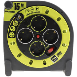 Rs Pro - Enrouleur 15m, 4 prises Type f - Schuko allemand, 240 v 13A ( Prix pour 1 )