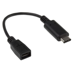 Rs Pro - Câble usb usb Micro b femelle vers Male usb c, Noir, 150mm ( Prix pour 1 )