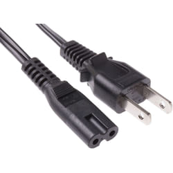 Rs Pro - Câble d'alimentation, Noir, Connecteur C7, cei vers Bipolaire japonaise, fiche mâle japonaise, 125 v / 3 a, 2m ( Prix pour 1 )