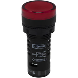 Rs Pro - Voyant lumineux complet avec circuit de test led Rouge 12 v c.a./c.c., ø découpe 22mm, IP65 ( Prix pour 1 )