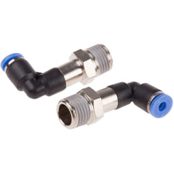 Rs Pro - Adaptateur fileté coudé vers Enfichable 4 mm r 1/4 Mâle ( Prix pour Paquet de 10 )