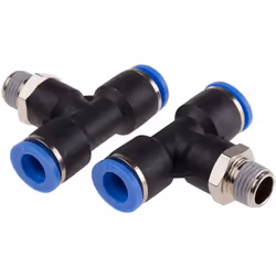 Type de raccords pneumatiques = Adaptateur fileté en T Type de connexion = Filetage à tube Connecteur A = Enfichable 10 mm Fi ...
