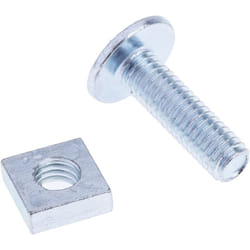 Rs Pro - Boulon, Vis à tête plate large + écrou carré, Acier, M6 x 20mm ( Prix pour Boîte de 100 )