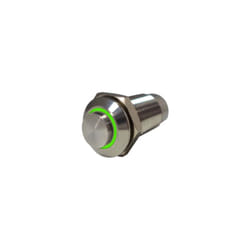 Rs Pro - Bouton-poussoir, Verrouillable lumineux, led Vert, Unipolaire à une direction, 5 mA, Argent, Montage panneau ( Prix pour 1 )