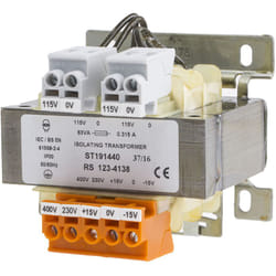 Rs Pro - Transformateur d'isolement, Vin 230V ac (+/- 15V) - 400V ac (+/- 15V), Vout 115, 63VA ( Prix pour 1 )