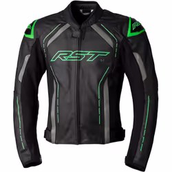 RST S1 Veste en cuir de moto, noir-blanc, taille 40 pour Hommes