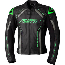 RST S1 Veste en cuir de moto, noir-vert, taille 46 pour Hommes