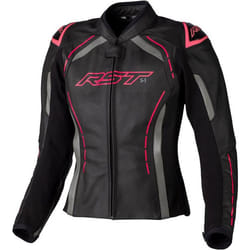 RST S1 Veste en cuir de moto pour dames, noir-rose, taille 2XL pour Femmes