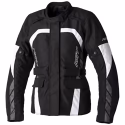 RST Alpha 5 imperméable à l’eau pour dames moto Veste textile, noir-blanc, taille L pour Femmes