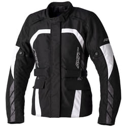 RST Alpha 5 imperméable à l’eau pour dames moto Veste textile, noir-blanc, taille L pour Femmes