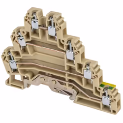 Borne de jonction à trois étages + terre beige 2.5mm², raccordement à vis, 300V, 24A, IMO - Gamme : ERT3E Bloc 3 voies traver ...