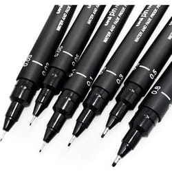 Lot de 6 feutres de dessin uni pin - Noir - Assortiment de tailles - Uni-ball