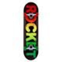 Skateboard Complet - ROCKET - Fade - 8 pouces - Rasta - ABEC 5 - Hardrock Maple - Glisse urbaine